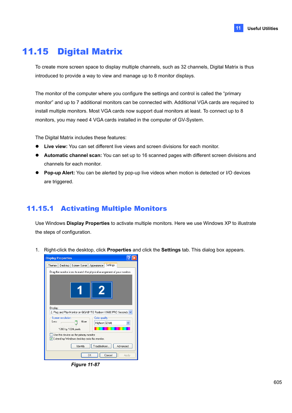 15 digital matrix, 1 activating multiple monitors, 1 activating | Multiple monitors | CCTV Camera Pros Geovision 8.5 Multicam Digital Surveillance System User Manual | Page 623 / 664