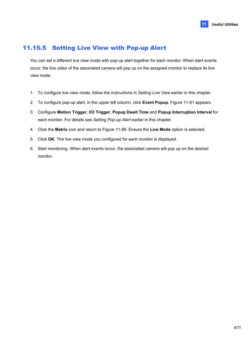 5 setting live view with pop-up alert | CCTV Camera Pros Geovision 8.5 Multicam Digital Surveillance System User Manual | Page 629 / 664