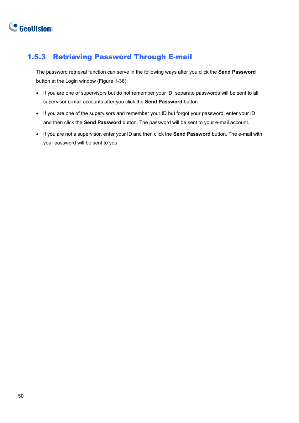 3 retrieving password through e-mail, 3 retrieving, Password through e-mail | CCTV Camera Pros Geovision 8.5 Multicam Digital Surveillance System User Manual | Page 68 / 664