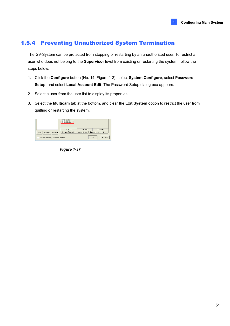 4 preventing unauthorized system termination, 4 preventing, Unauthorized system termination | CCTV Camera Pros Geovision 8.5 Multicam Digital Surveillance System User Manual | Page 69 / 664