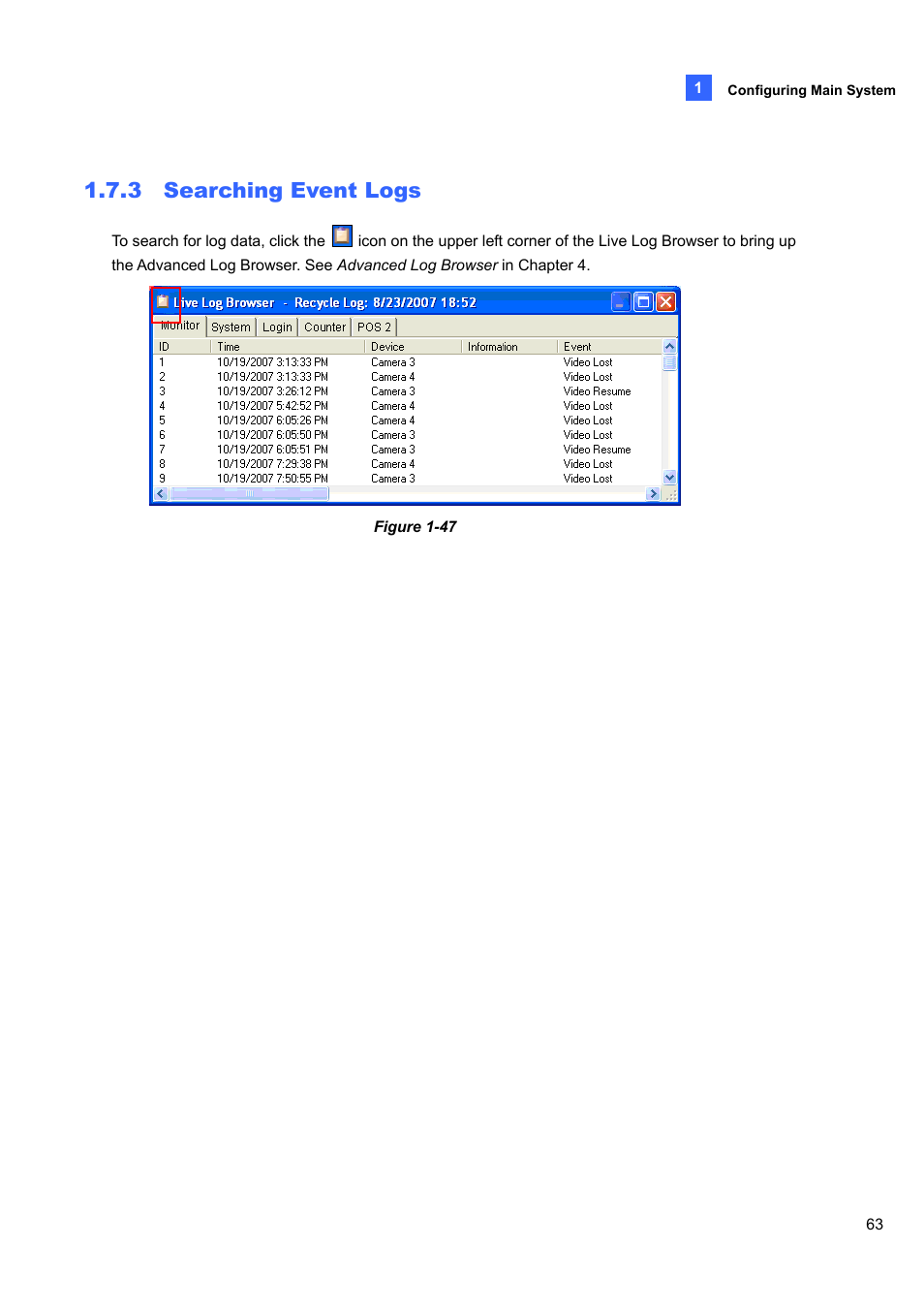 3 searching event logs | CCTV Camera Pros Geovision 8.5 Multicam Digital Surveillance System User Manual | Page 81 / 664