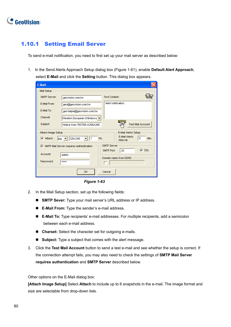 1 setting email server | CCTV Camera Pros Geovision 8.5 Multicam Digital Surveillance System User Manual | Page 98 / 664