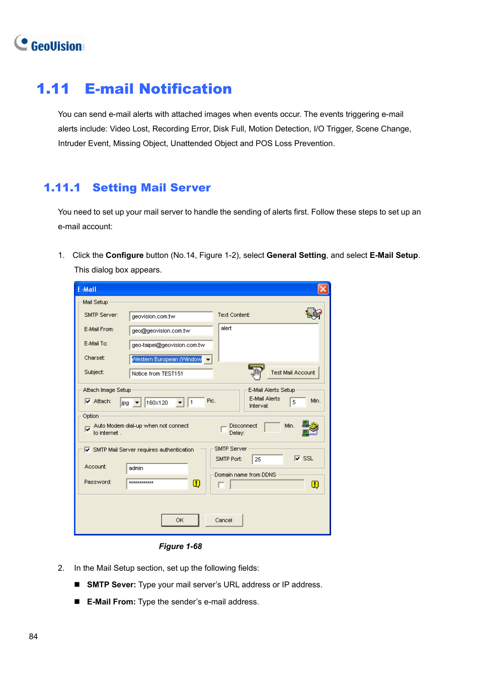 11 e-mail notification, 1 setting mail server | CCTV Camera Pros Geovision 8.4 Multicam Digital Surveillance System User Manual | Page 100 / 648