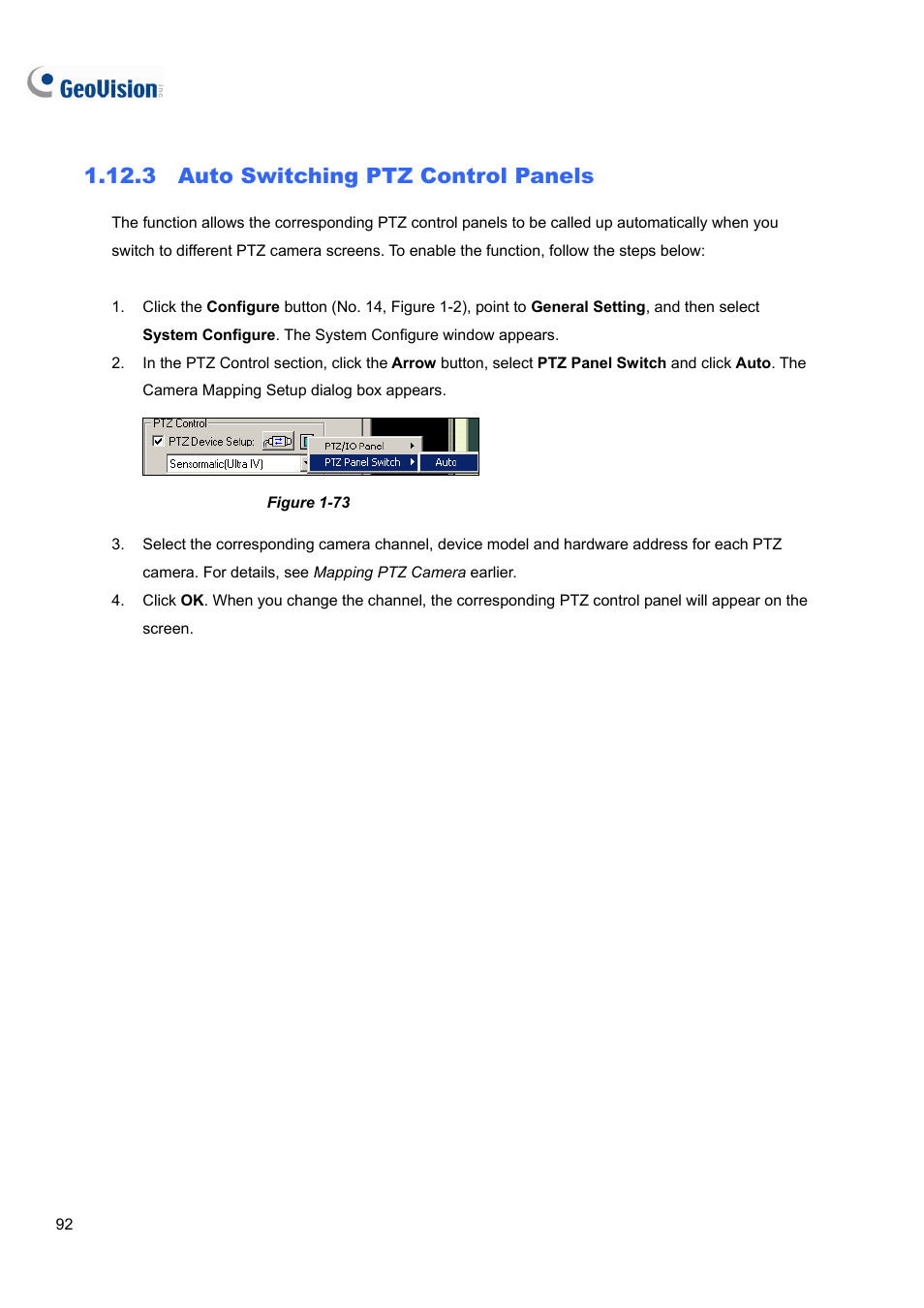 3 auto switching ptz control panels | CCTV Camera Pros Geovision 8.4 Multicam Digital Surveillance System User Manual | Page 108 / 648