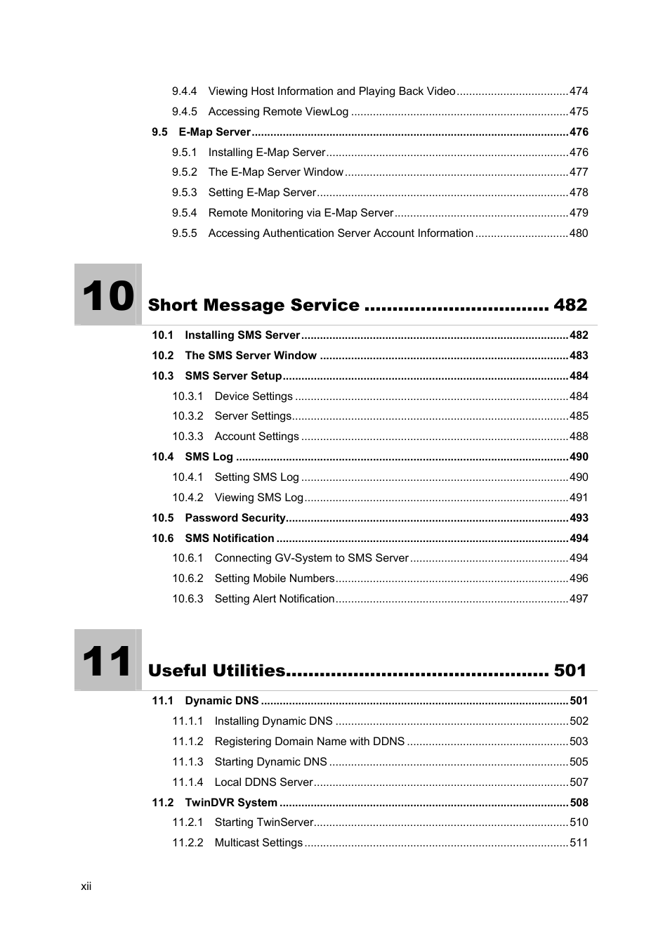 Short message service, Useful utilities | CCTV Camera Pros Geovision 8.4 Multicam Digital Surveillance System User Manual | Page 13 / 648