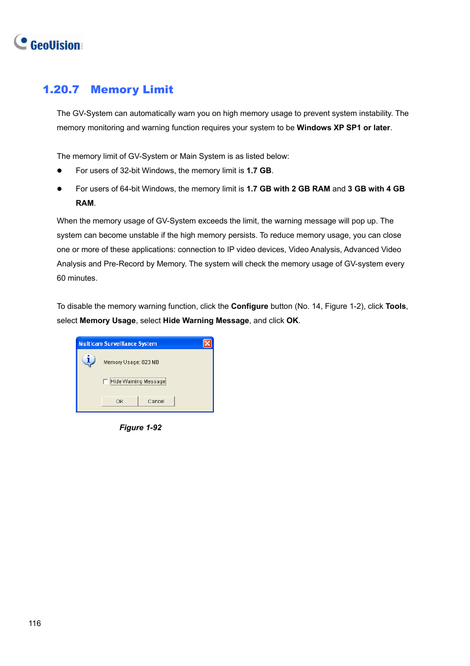 7 memory limit | CCTV Camera Pros Geovision 8.4 Multicam Digital Surveillance System User Manual | Page 132 / 648