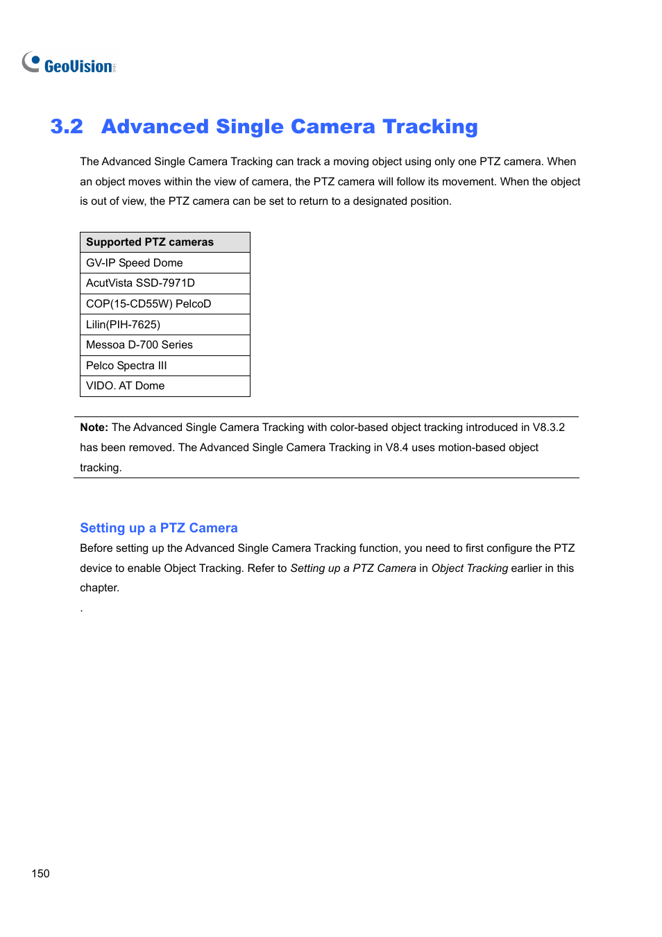 2 advanced single camera tracking, 2 advanced, Single camera tracking | Advanced single camera tracking | CCTV Camera Pros Geovision 8.4 Multicam Digital Surveillance System User Manual | Page 166 / 648