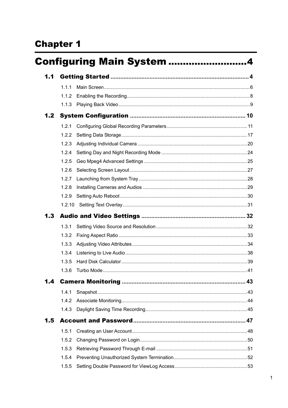Configuring main system, Chapter 1 | CCTV Camera Pros Geovision 8.4 Multicam Digital Surveillance System User Manual | Page 17 / 648