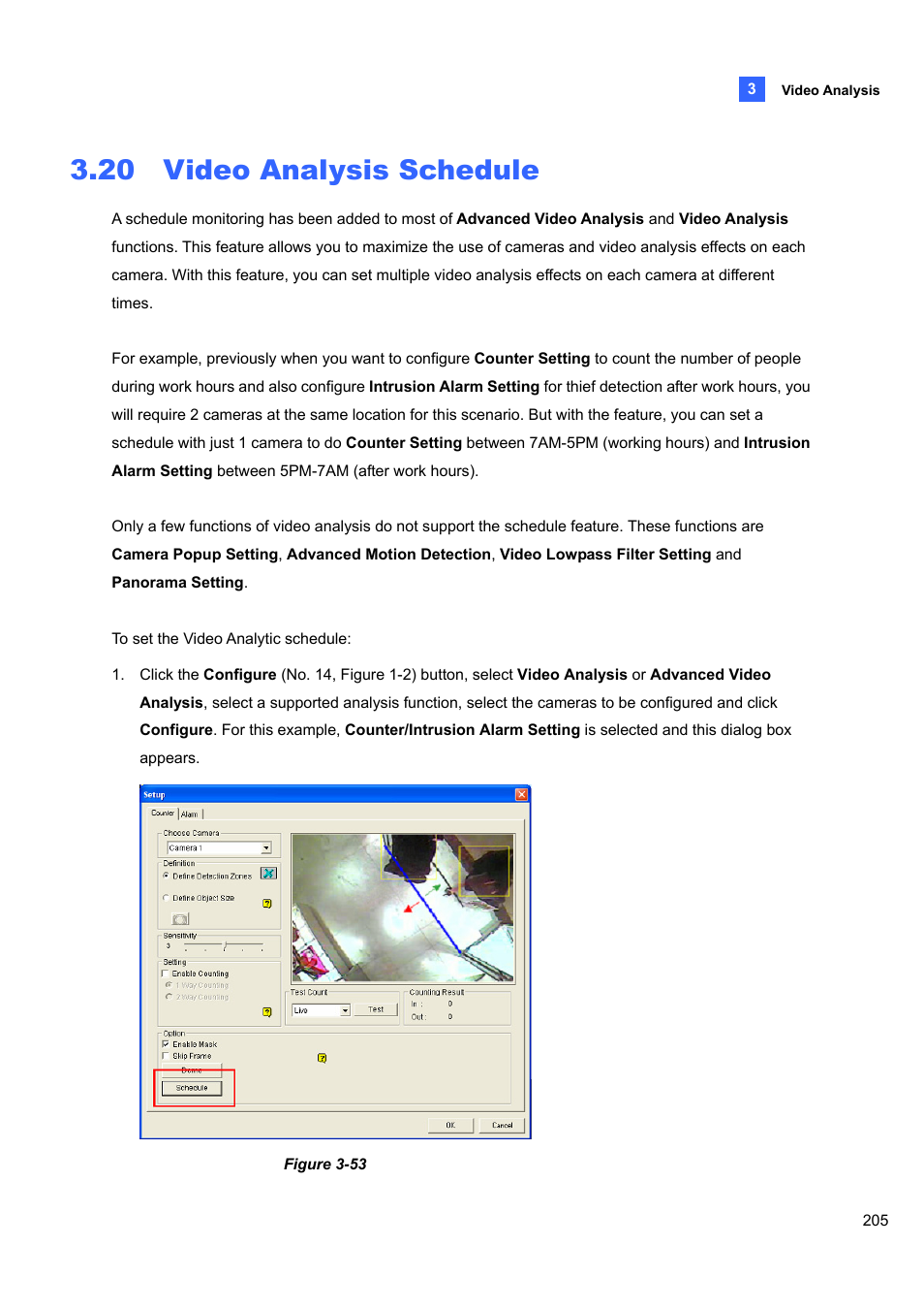 20 video analysis schedule | CCTV Camera Pros Geovision 8.4 Multicam Digital Surveillance System User Manual | Page 221 / 648