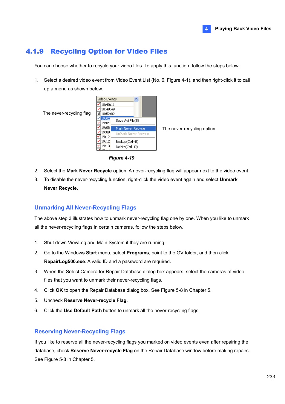 9 recycling option for video files | CCTV Camera Pros Geovision 8.4 Multicam Digital Surveillance System User Manual | Page 249 / 648