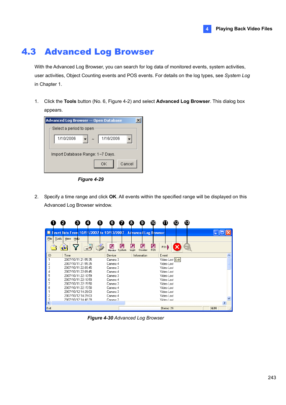 3 advanced log browser | CCTV Camera Pros Geovision 8.4 Multicam Digital Surveillance System User Manual | Page 259 / 648