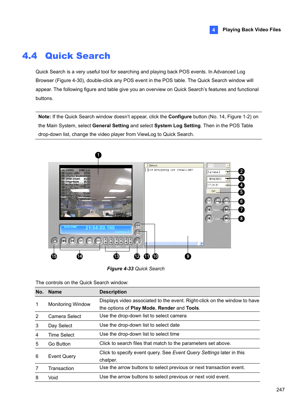 4 quick search, Quick search | CCTV Camera Pros Geovision 8.4 Multicam Digital Surveillance System User Manual | Page 263 / 648
