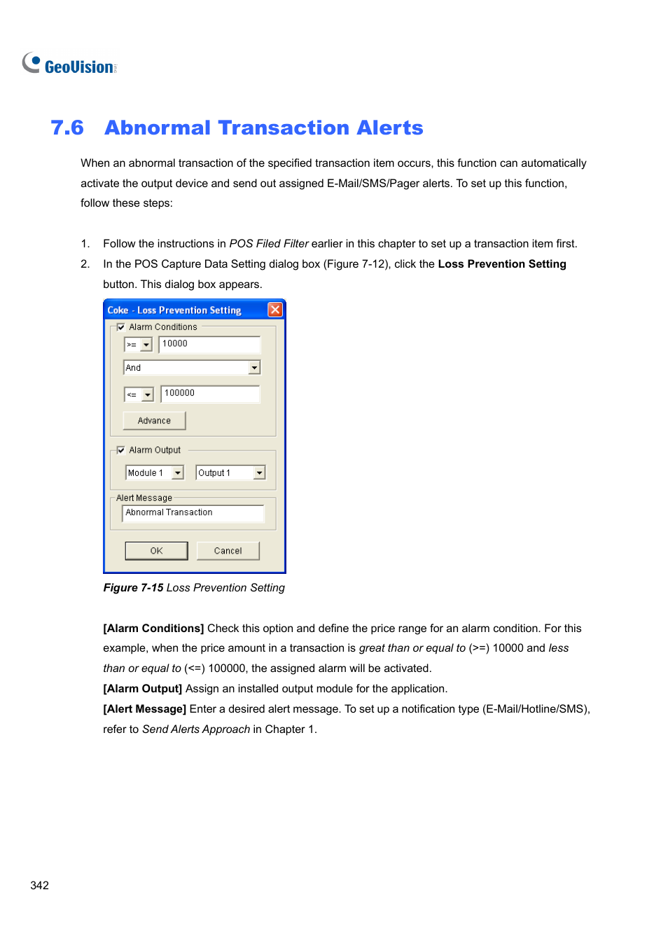 6 abnormal transaction alerts | CCTV Camera Pros Geovision 8.4 Multicam Digital Surveillance System User Manual | Page 358 / 648