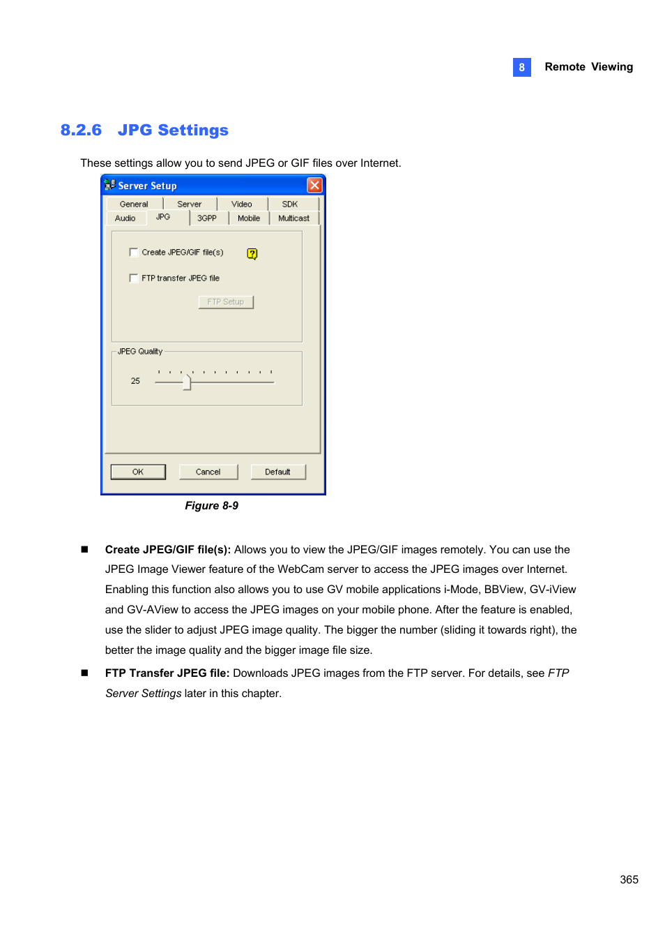 6 jpg settings, 6 jpg, Settings | CCTV Camera Pros Geovision 8.4 Multicam Digital Surveillance System User Manual | Page 381 / 648
