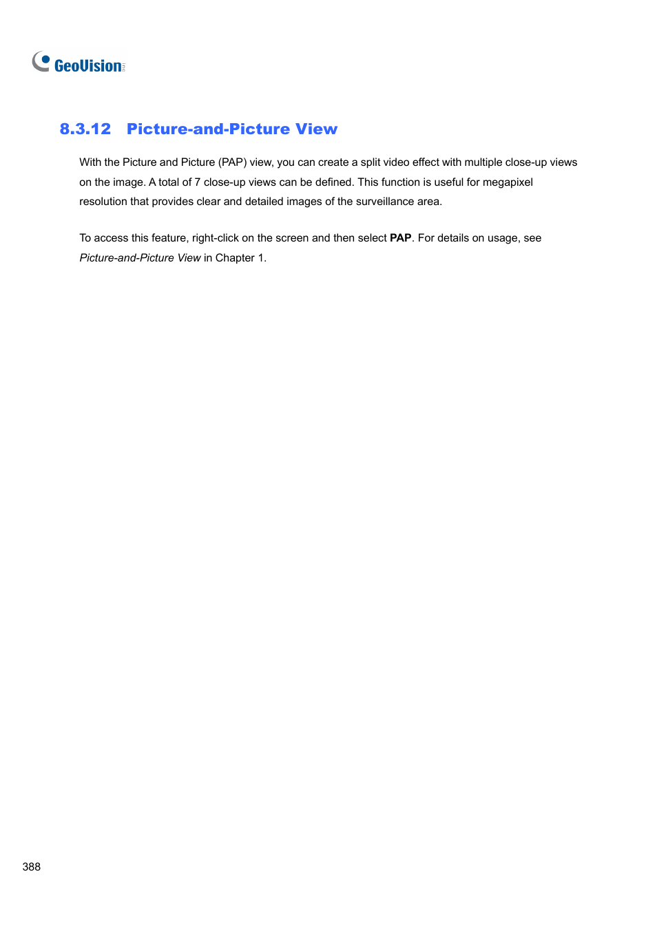 12 picture-and-picture view | CCTV Camera Pros Geovision 8.4 Multicam Digital Surveillance System User Manual | Page 404 / 648