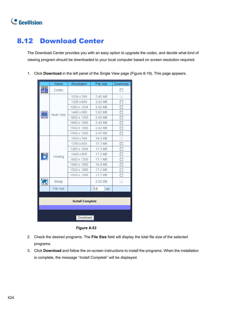 12 download center | CCTV Camera Pros Geovision 8.4 Multicam Digital Surveillance System User Manual | Page 440 / 648