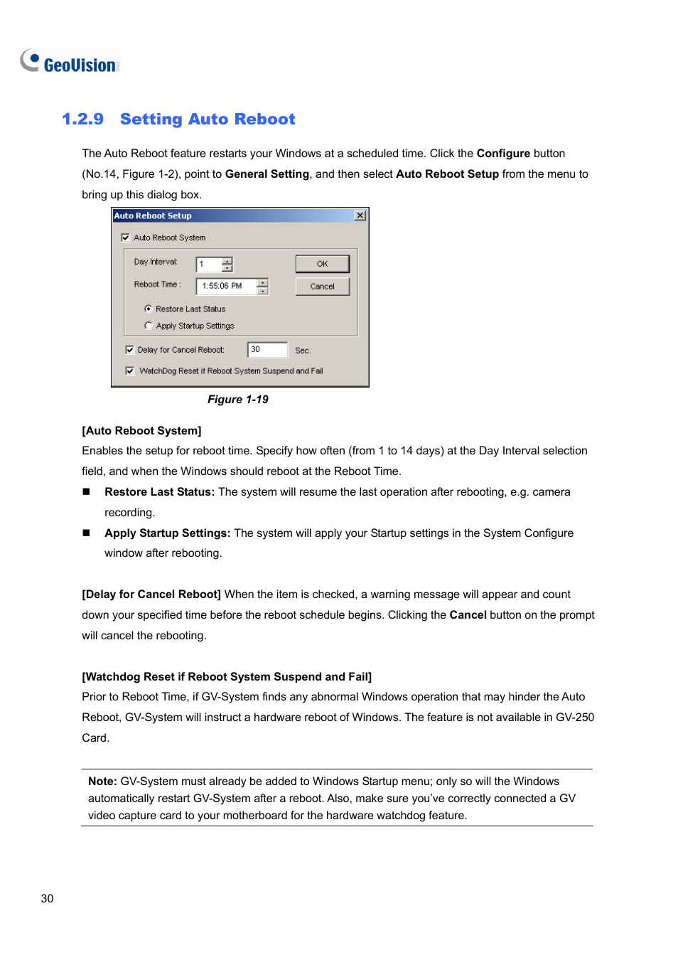 9 setting auto reboot | CCTV Camera Pros Geovision 8.4 Multicam Digital Surveillance System User Manual | Page 46 / 648