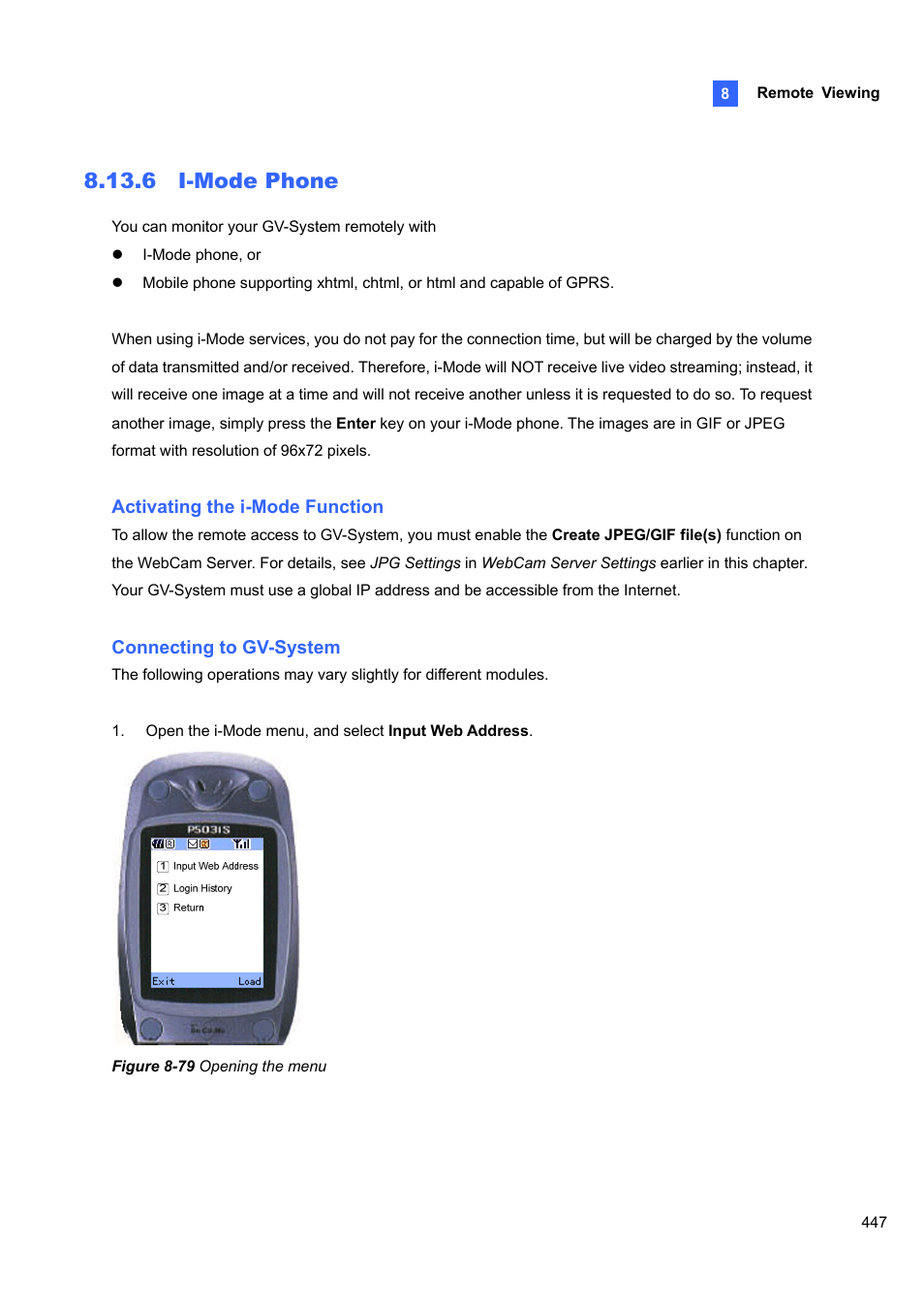6 i-mode phone | CCTV Camera Pros Geovision 8.4 Multicam Digital Surveillance System User Manual | Page 463 / 648