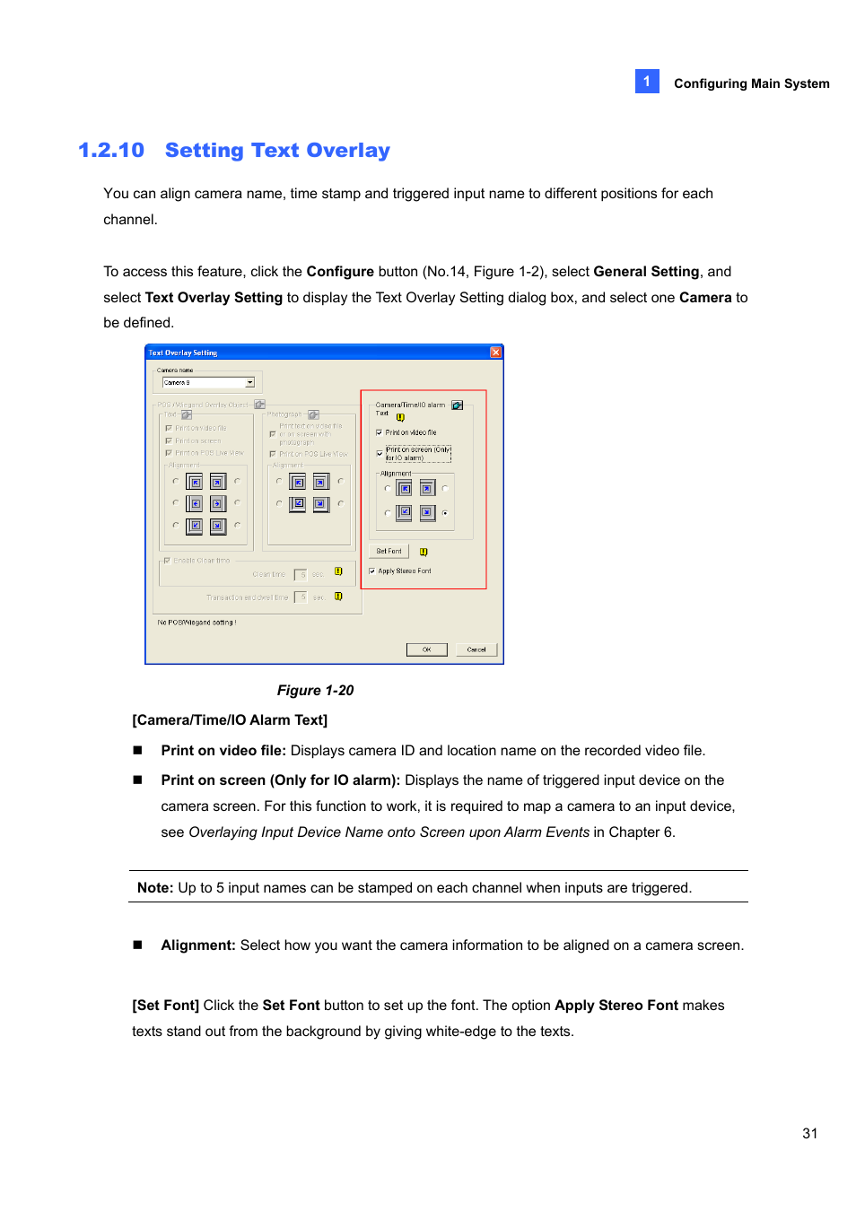 10 setting text overlay | CCTV Camera Pros Geovision 8.4 Multicam Digital Surveillance System User Manual | Page 47 / 648