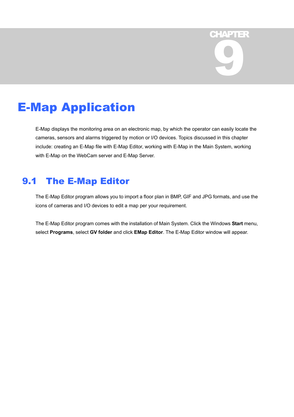 E-map application, 1 the e-map editor | CCTV Camera Pros Geovision 8.4 Multicam Digital Surveillance System User Manual | Page 478 / 648