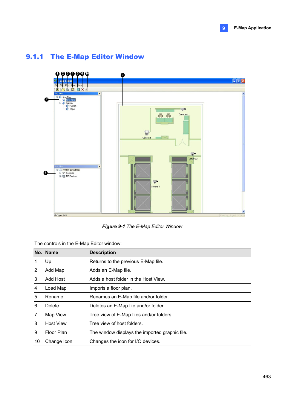 1 the e-map editor window, 1 the, E-map | Editor window | CCTV Camera Pros Geovision 8.4 Multicam Digital Surveillance System User Manual | Page 479 / 648