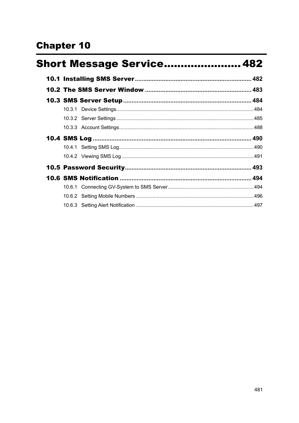 Short message service, Chapter 10 | CCTV Camera Pros Geovision 8.4 Multicam Digital Surveillance System User Manual | Page 497 / 648