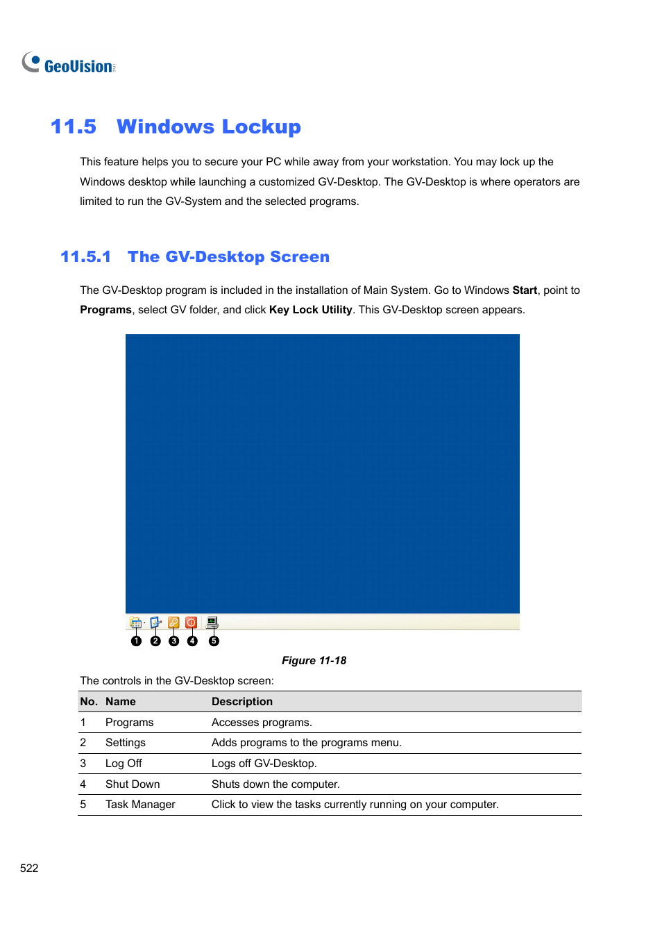 5 windows lockup, 1 the gv-desktop screen | CCTV Camera Pros Geovision 8.4 Multicam Digital Surveillance System User Manual | Page 538 / 648