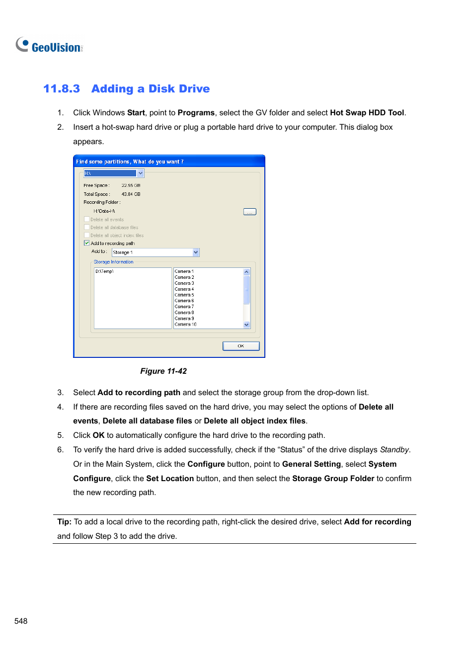 3 adding a disk drive | CCTV Camera Pros Geovision 8.4 Multicam Digital Surveillance System User Manual | Page 564 / 648