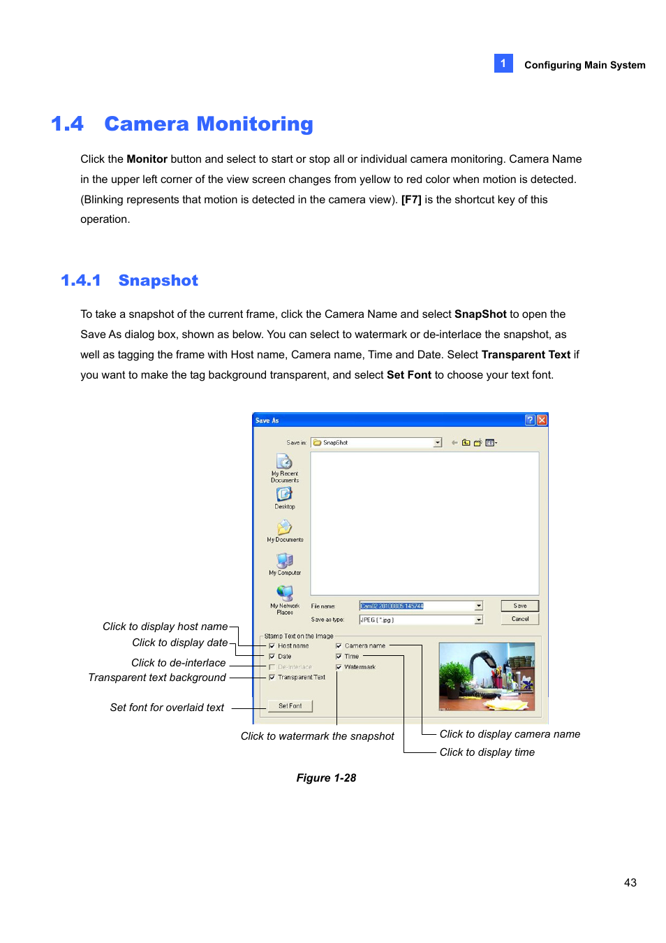 4 camera monitoring, 1 snapshot | CCTV Camera Pros Geovision 8.4 Multicam Digital Surveillance System User Manual | Page 59 / 648