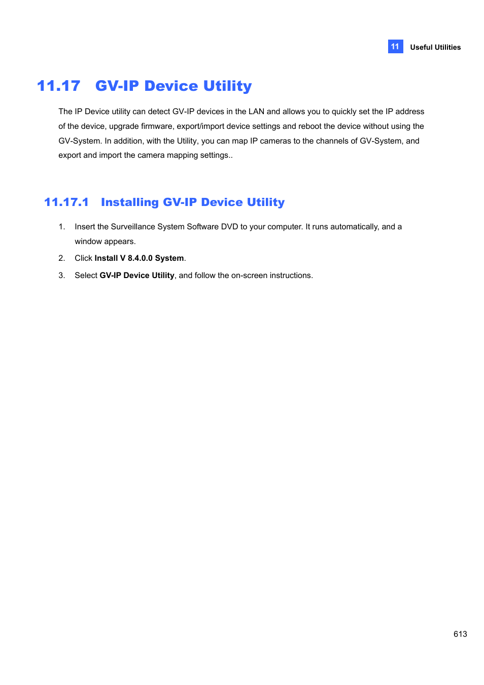 17 gv-ip device utility, 1 installing gv-ip device utility | CCTV Camera Pros Geovision 8.4 Multicam Digital Surveillance System User Manual | Page 629 / 648