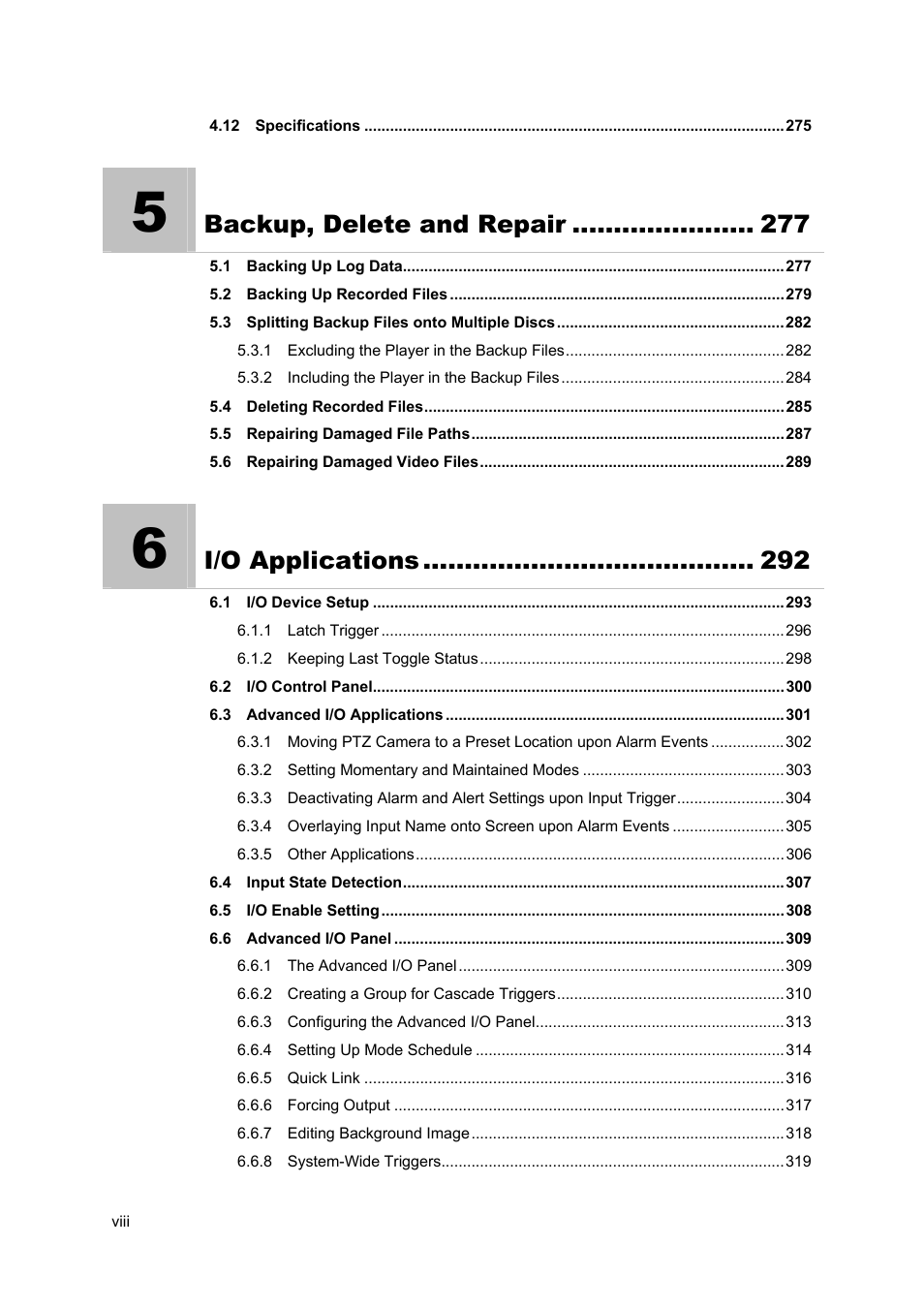 Backup, delete and repair, I/o applications | CCTV Camera Pros Geovision 8.4 Multicam Digital Surveillance System User Manual | Page 9 / 648