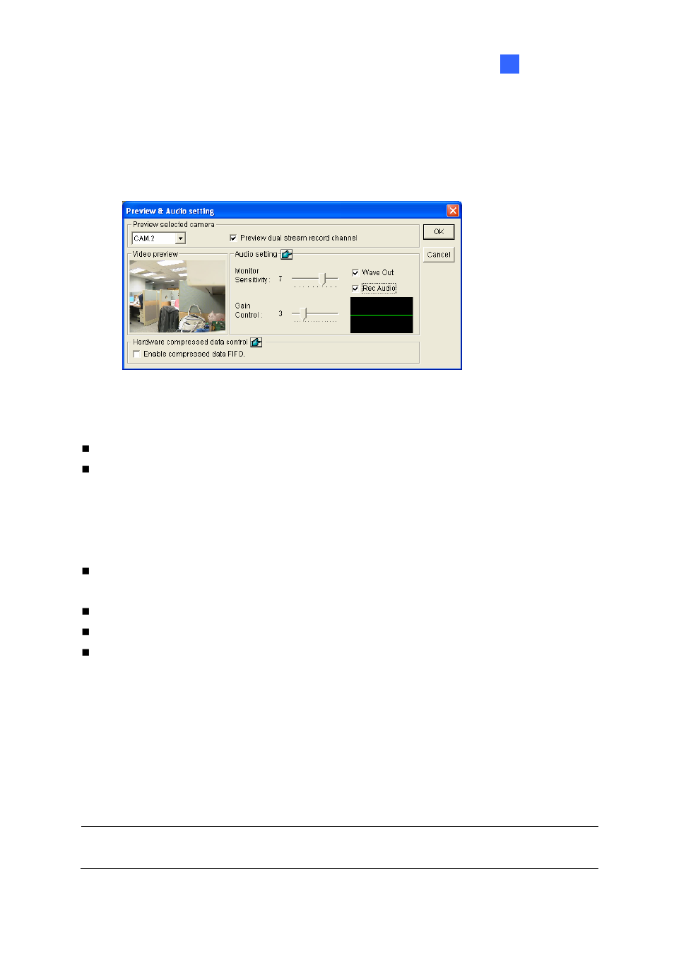 Previewing video and setting audio | CCTV Camera Pros Geovision 8.2 Multicam Digital Surveillance System User Manual | Page 135 / 445
