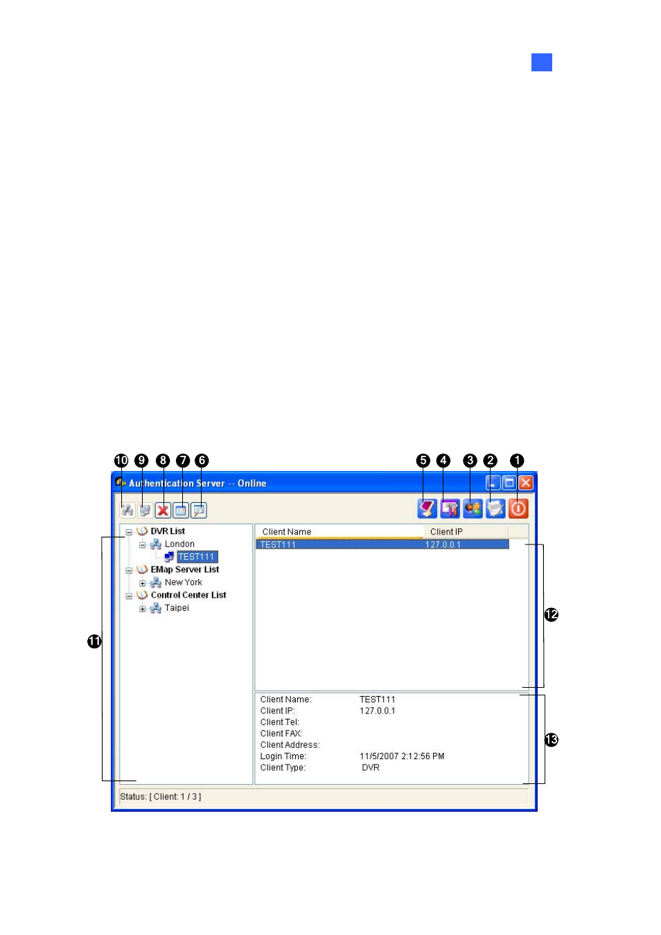 Authentication server, Installing the server, The server window | CCTV Camera Pros Geovision 8.2 Multicam Digital Surveillance System User Manual | Page 387 / 445