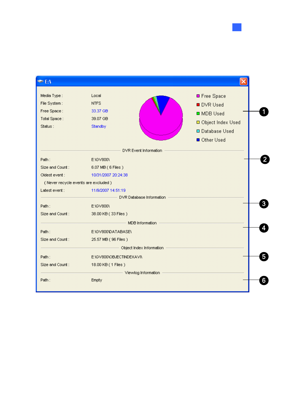 Viewing disk drive status | CCTV Camera Pros Geovision 8.2 Multicam Digital Surveillance System User Manual | Page 405 / 445