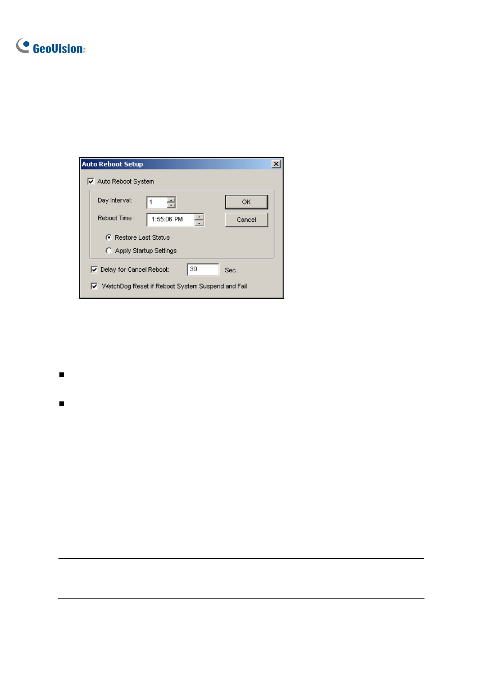 Setting up auto reboot | CCTV Camera Pros Geovision 8.2 Multicam Digital Surveillance System User Manual | Page 42 / 445