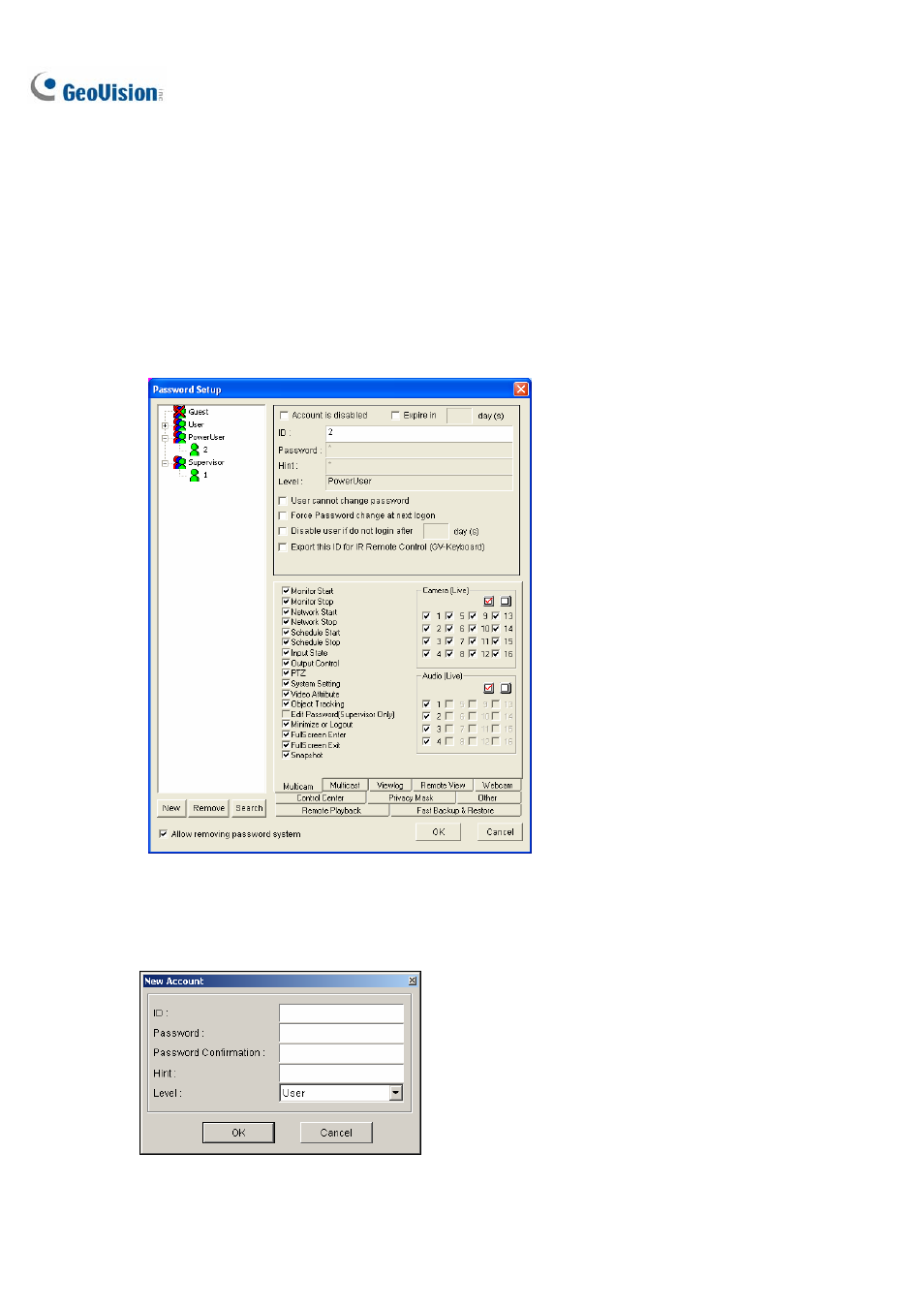 Setting up password | CCTV Camera Pros Geovision 8.2 Multicam Digital Surveillance System User Manual | Page 52 / 445