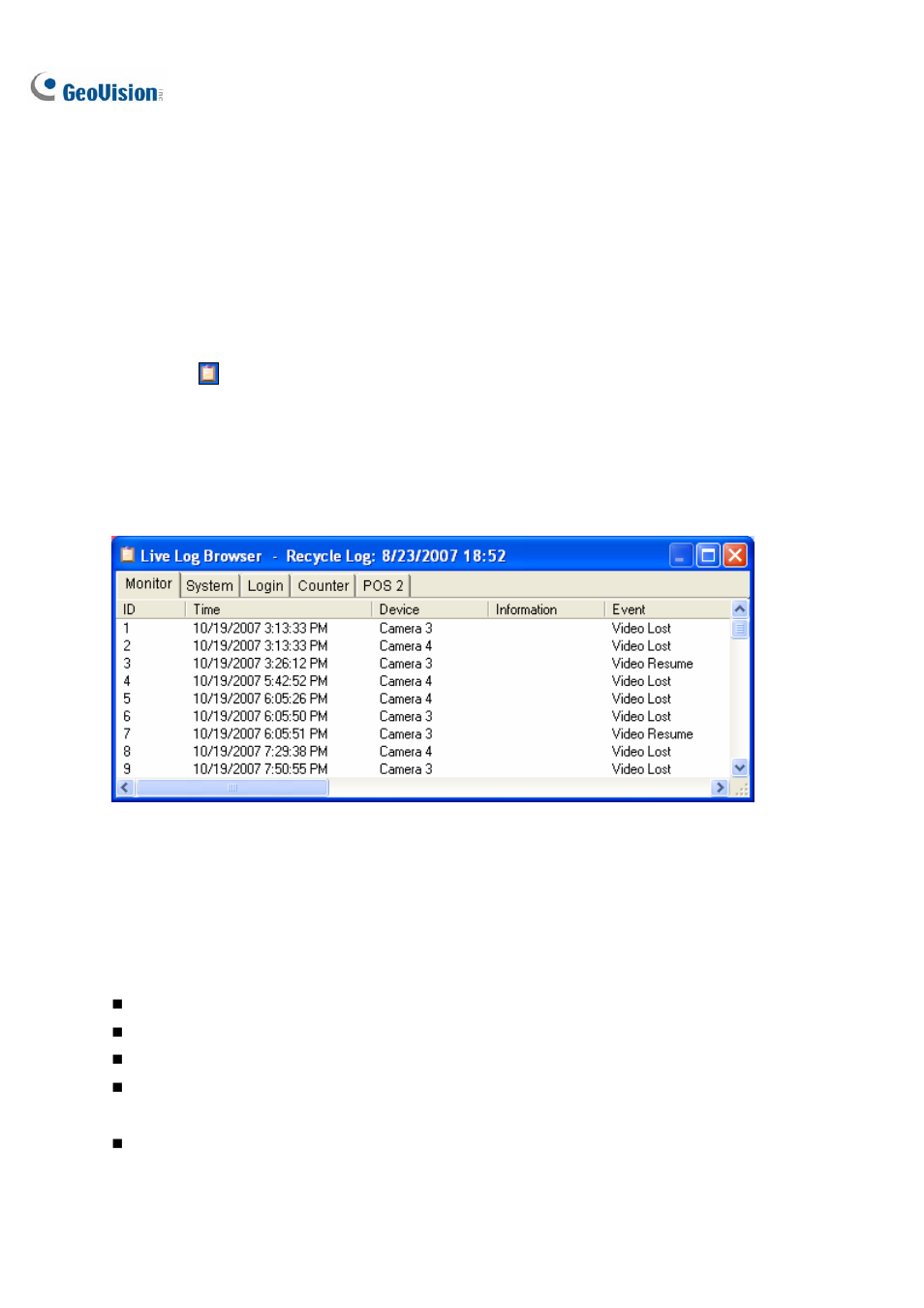 System log | CCTV Camera Pros Geovision 8.2 Multicam Digital Surveillance System User Manual | Page 64 / 445