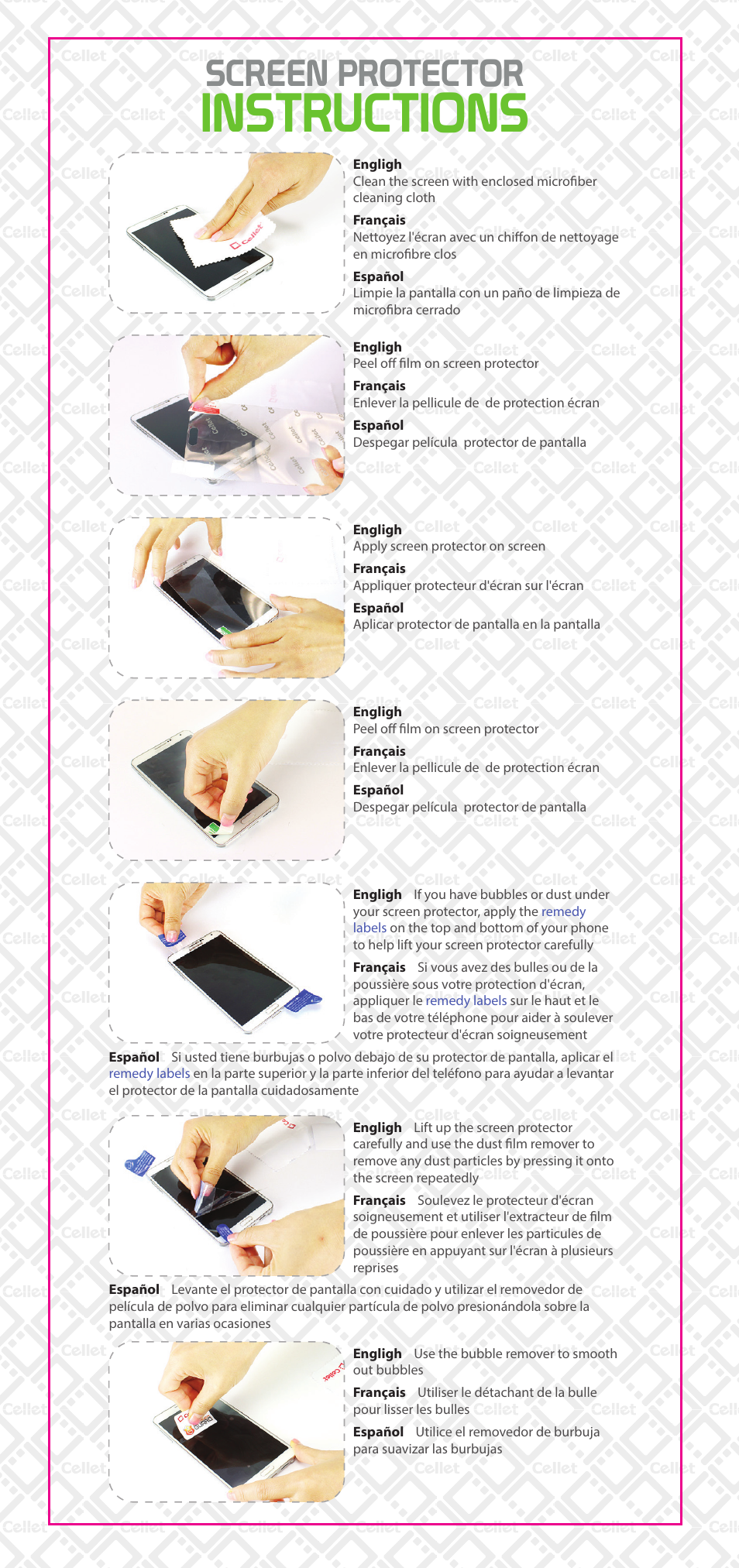 Cellet SP Series Screen Protector User Manual | 1 page