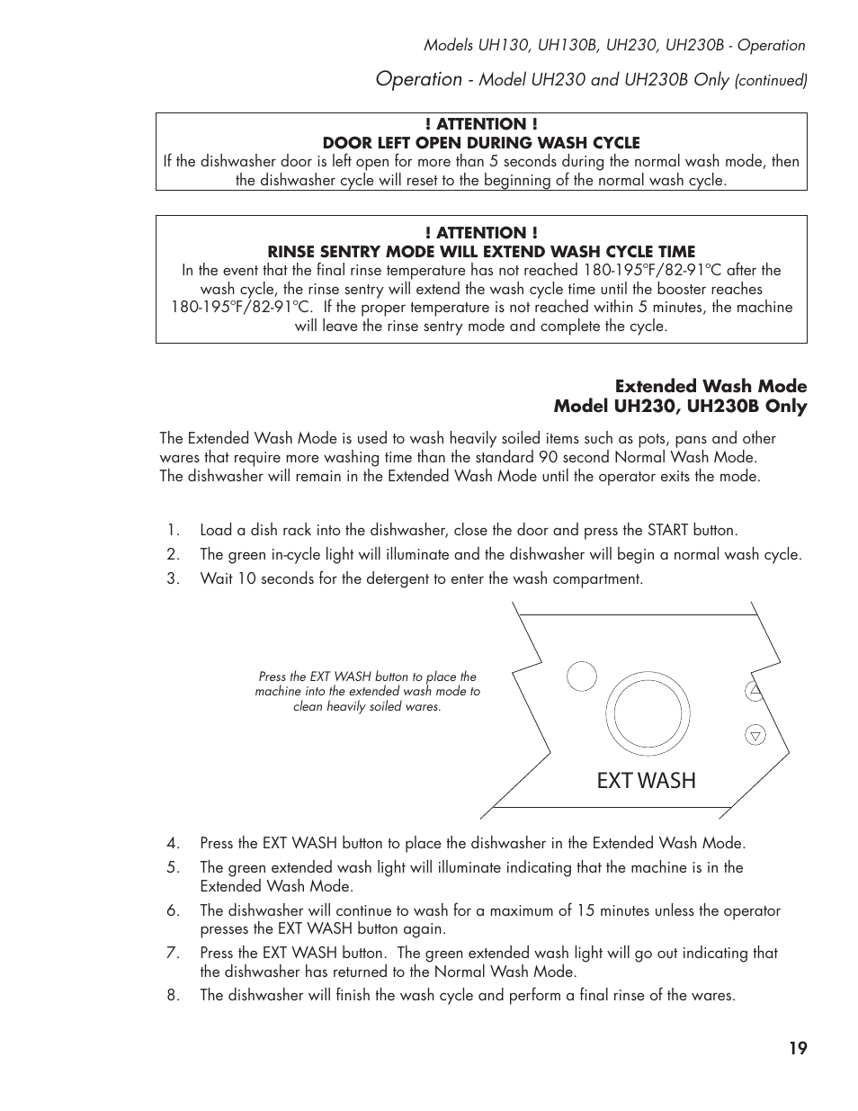 Ext wash, Operation | CHAMPION UL-130 Manual User Manual | Page 29 / 116