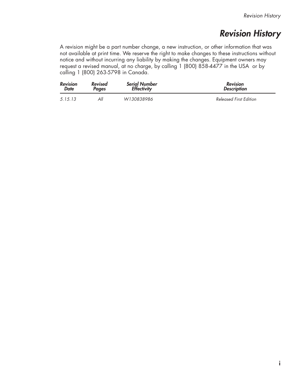 Uh130230_iiv_102913, Revision history | CHAMPION UL-130 Manual User Manual | Page 5 / 116