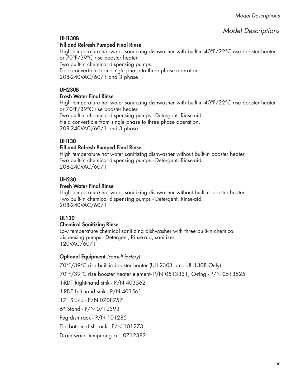 Model descriptions | CHAMPION UL-130 Manual User Manual | Page 9 / 116