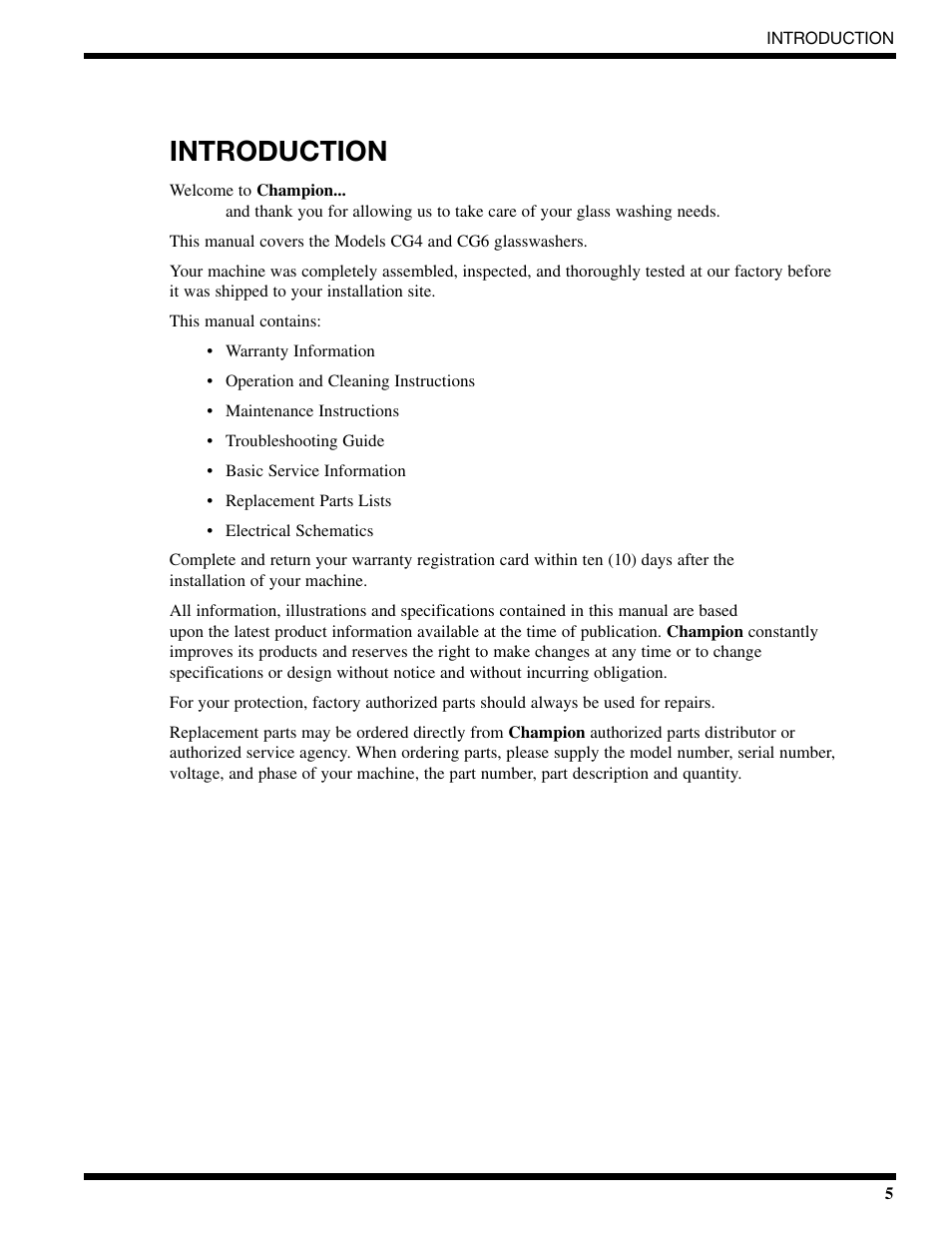 Introduction | CHAMPION CG6 Manual User Manual | Page 7 / 50