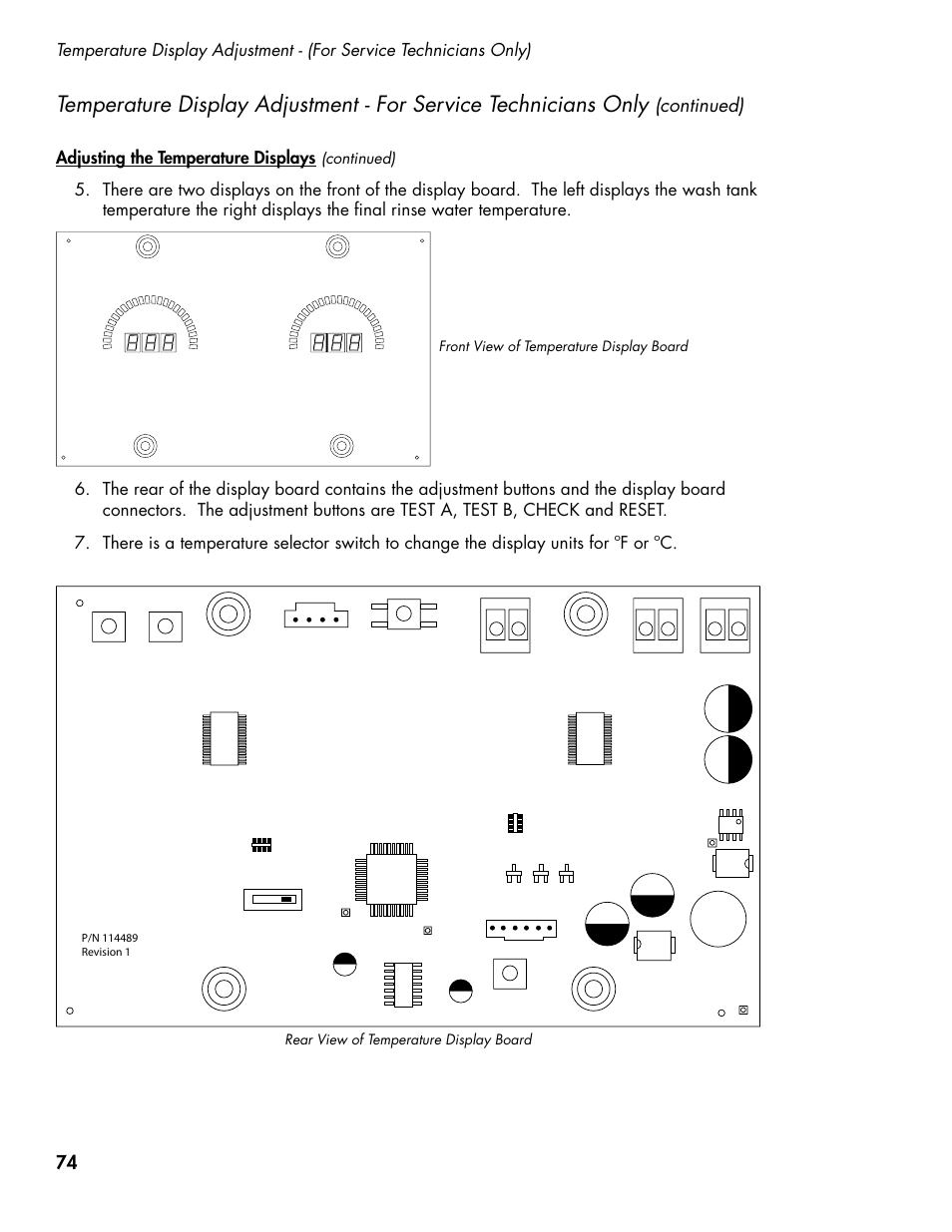 Continued), Wash display rinse display | CHAMPION DH5000 VHR Manual User Manual | Page 82 / 122