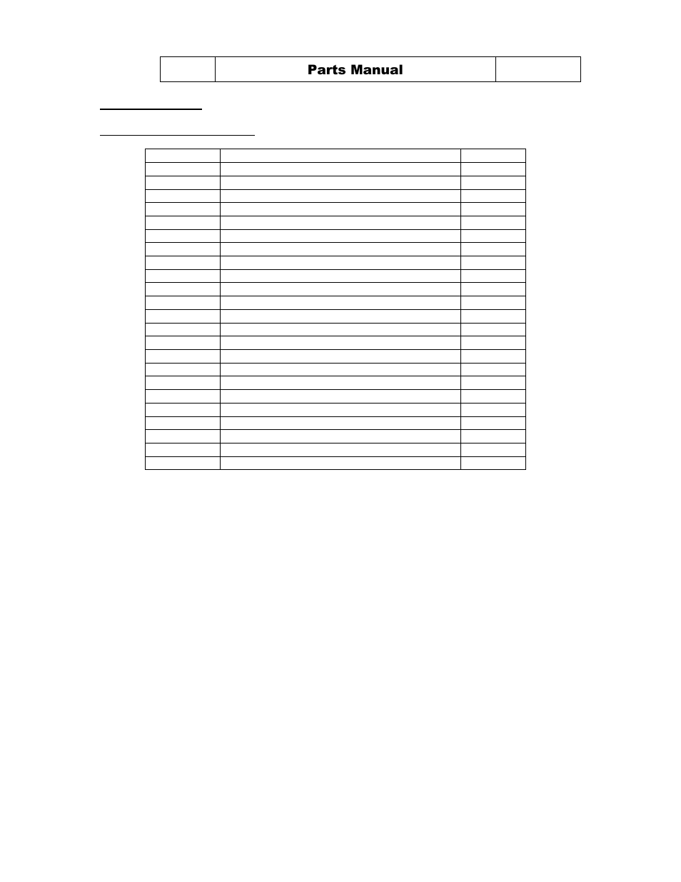 Parts manual, Initial parts kit (part # 01100.85) | CHAMPION DL2000 Manual User Manual | Page 19 / 27