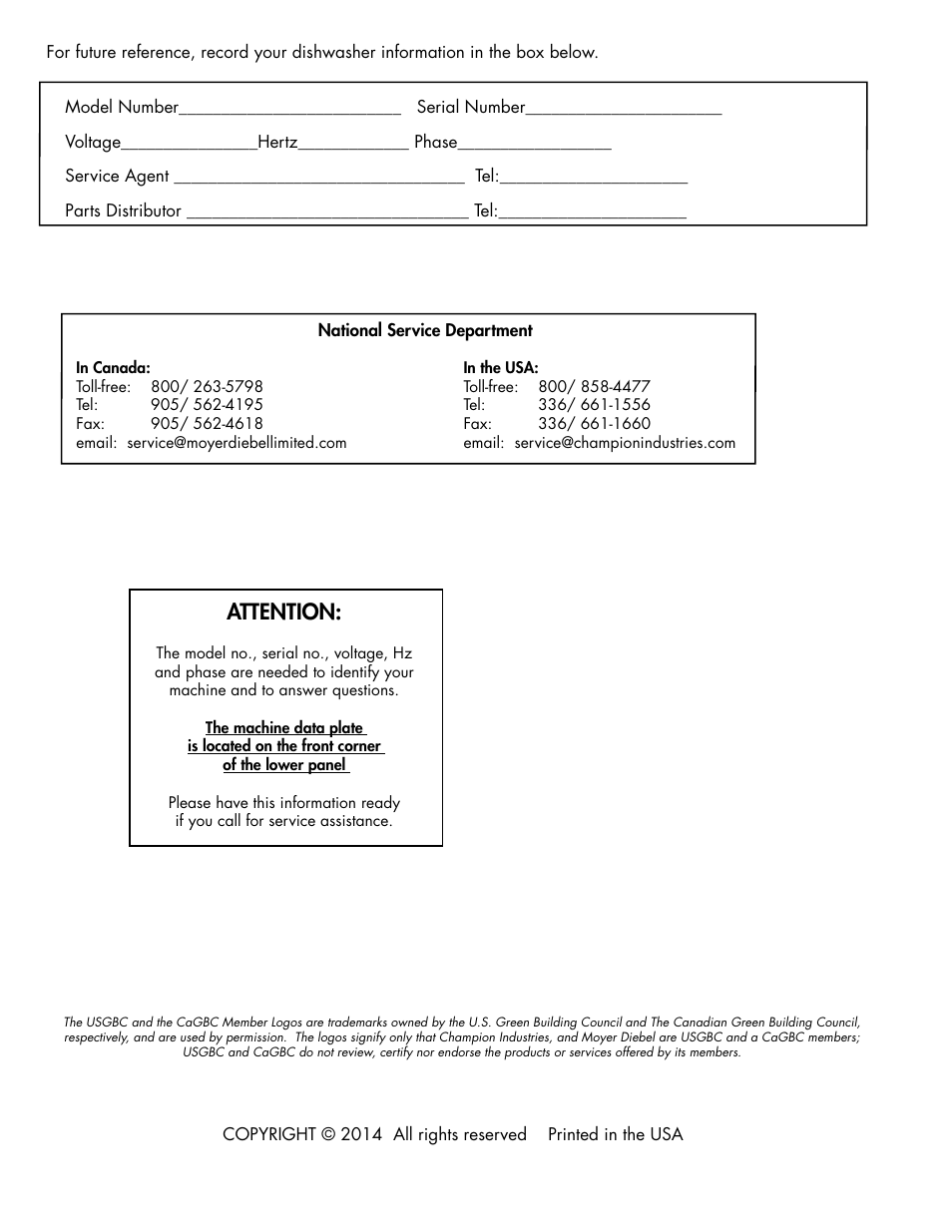 Attention | CHAMPION DH5000T Single Source Gas Manual User Manual | Page 2 / 124