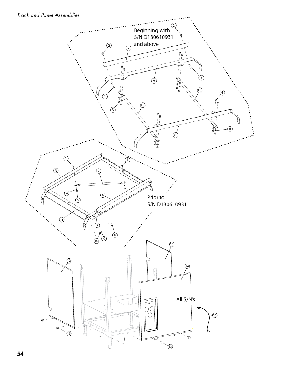 Track and panel assemblies | CHAMPION DH5000T Single Source Gas Manual User Manual | Page 62 / 124