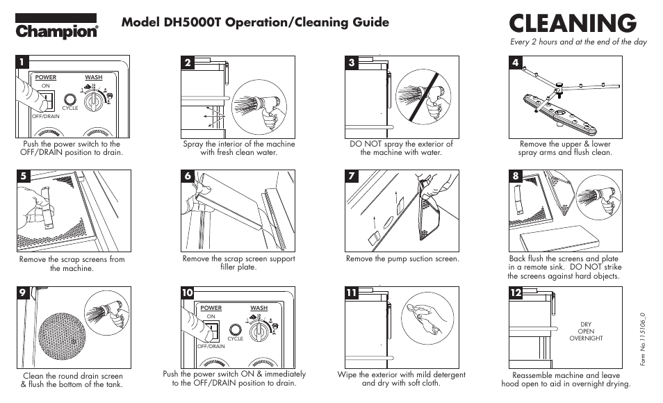 Cleaning, Model dh5000t operation/cleaning guide | CHAMPION DH5000T Single Source Gas Cleaning Guide User Manual | Page 2 / 2