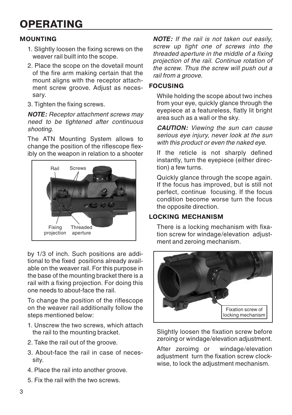 Operating | ATN S.W.A.T. ATN 4X12 User Manual | Page 4 / 8