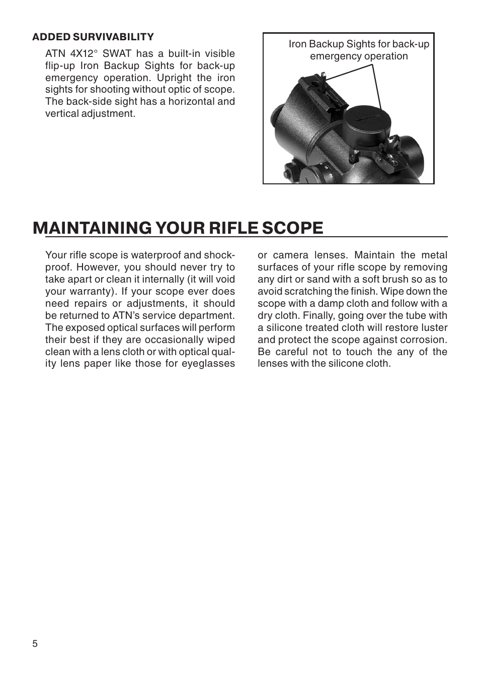 Maintaining your rifle scope | ATN S.W.A.T. ATN 4X12 User Manual | Page 6 / 8