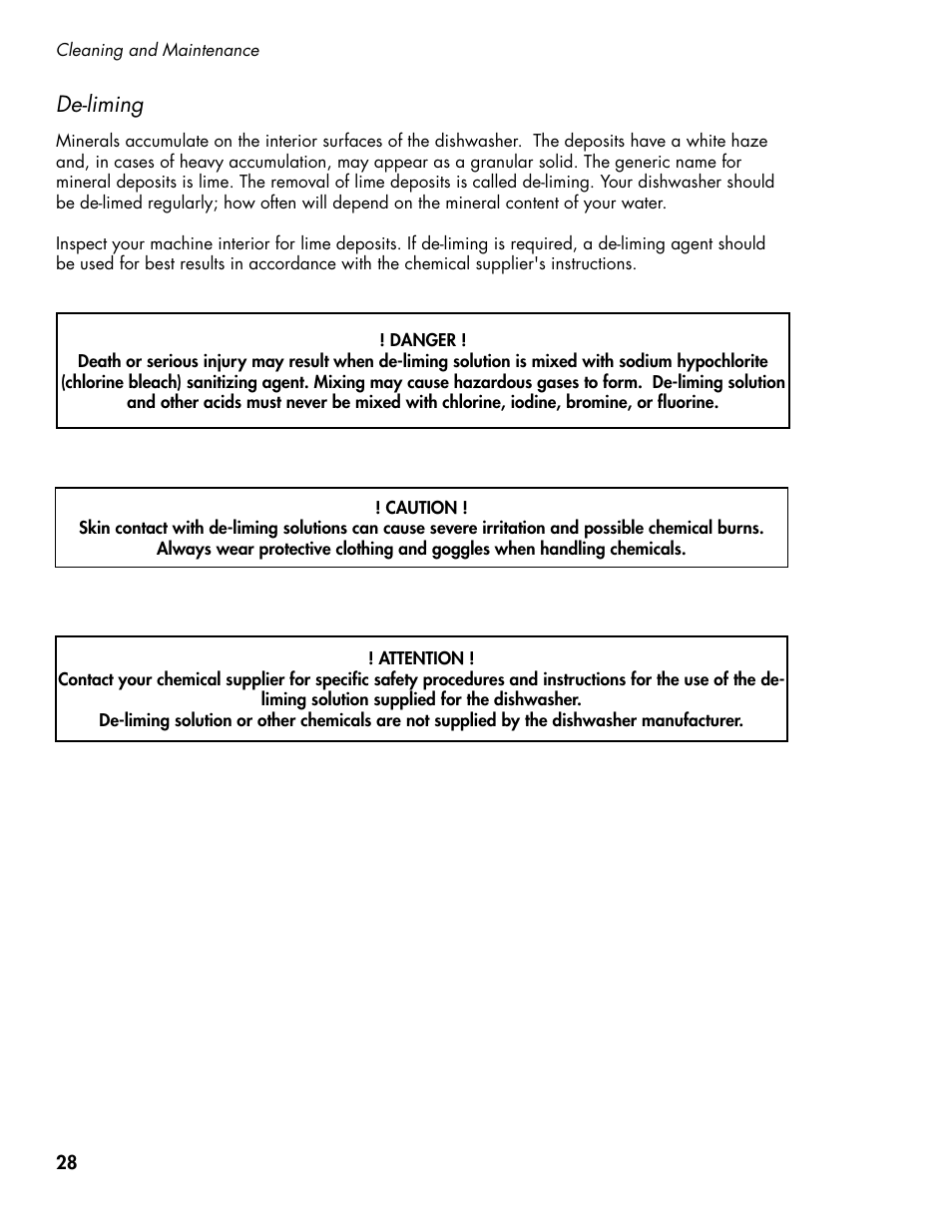 De-liming | CHAMPION DH5000 Single Source Gas Door Machine Manual User Manual | Page 36 / 122